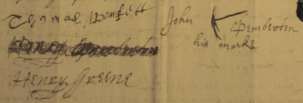 Detail of signatures and marks